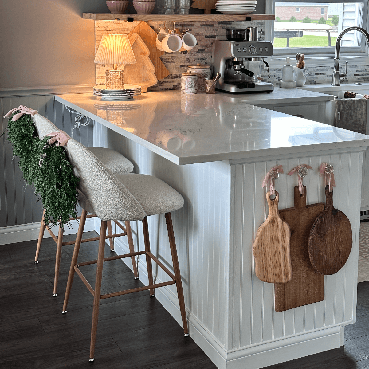 Edwin Boucle Upholstered Counter Stool (Set of 4)