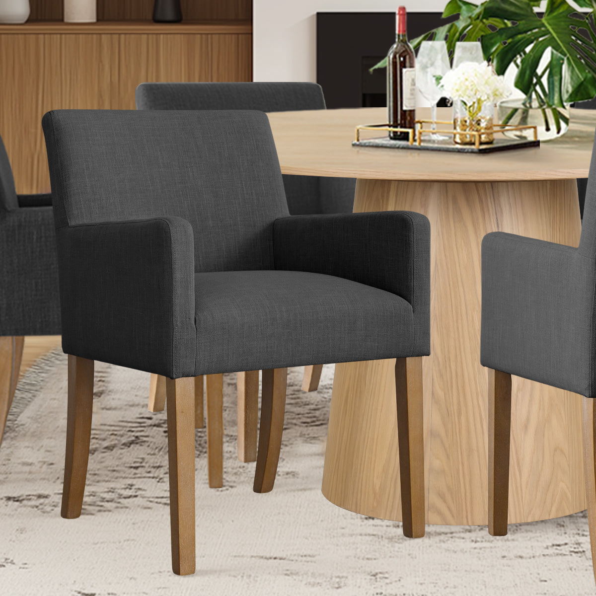 Orchid & North 52" Solid Oak Round Dining Table Set for 6 (7-Piece)