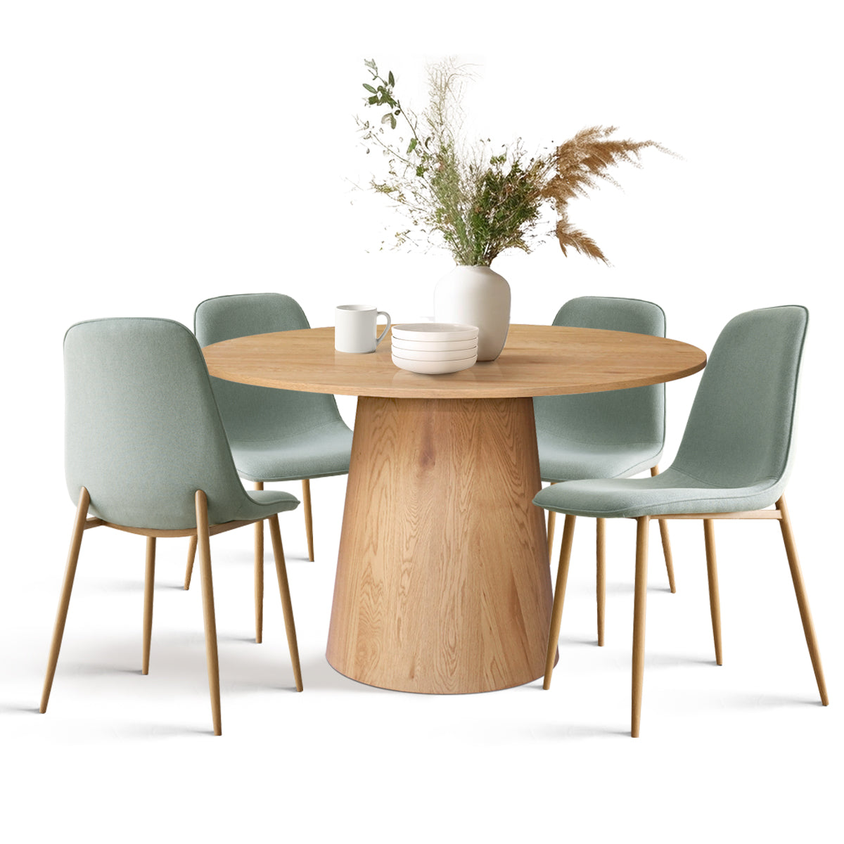 Dwen & Oslo 46" Round Dining Table Set for 4 (5-Piece)