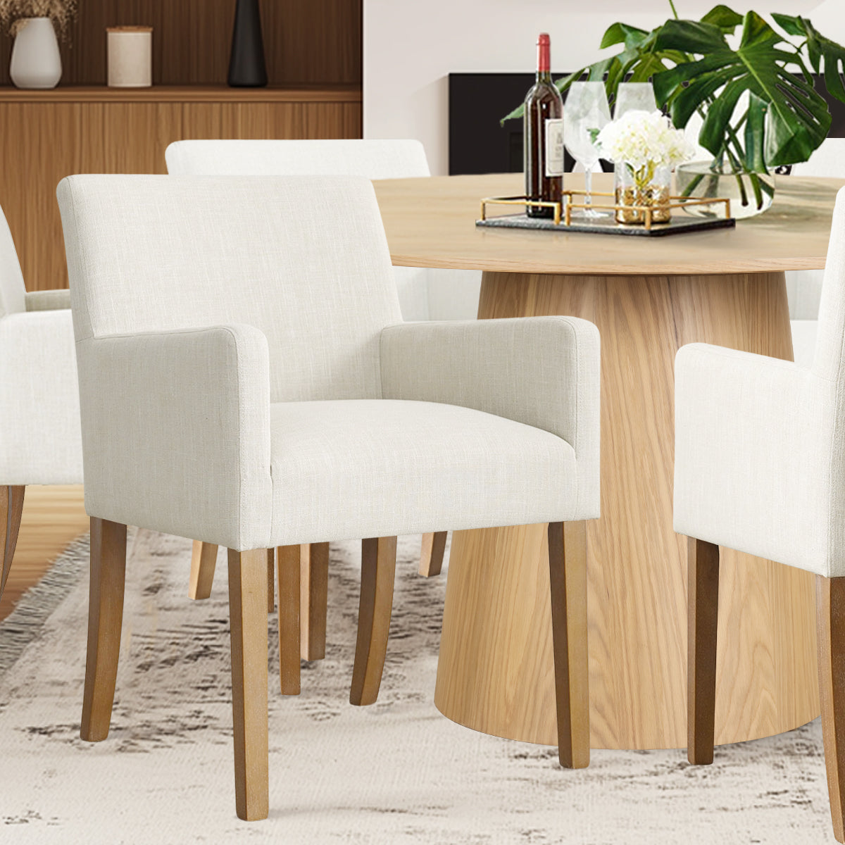 Orchid & North 52" Solid Oak Round Dining Table Set for 6 (7-Piece)