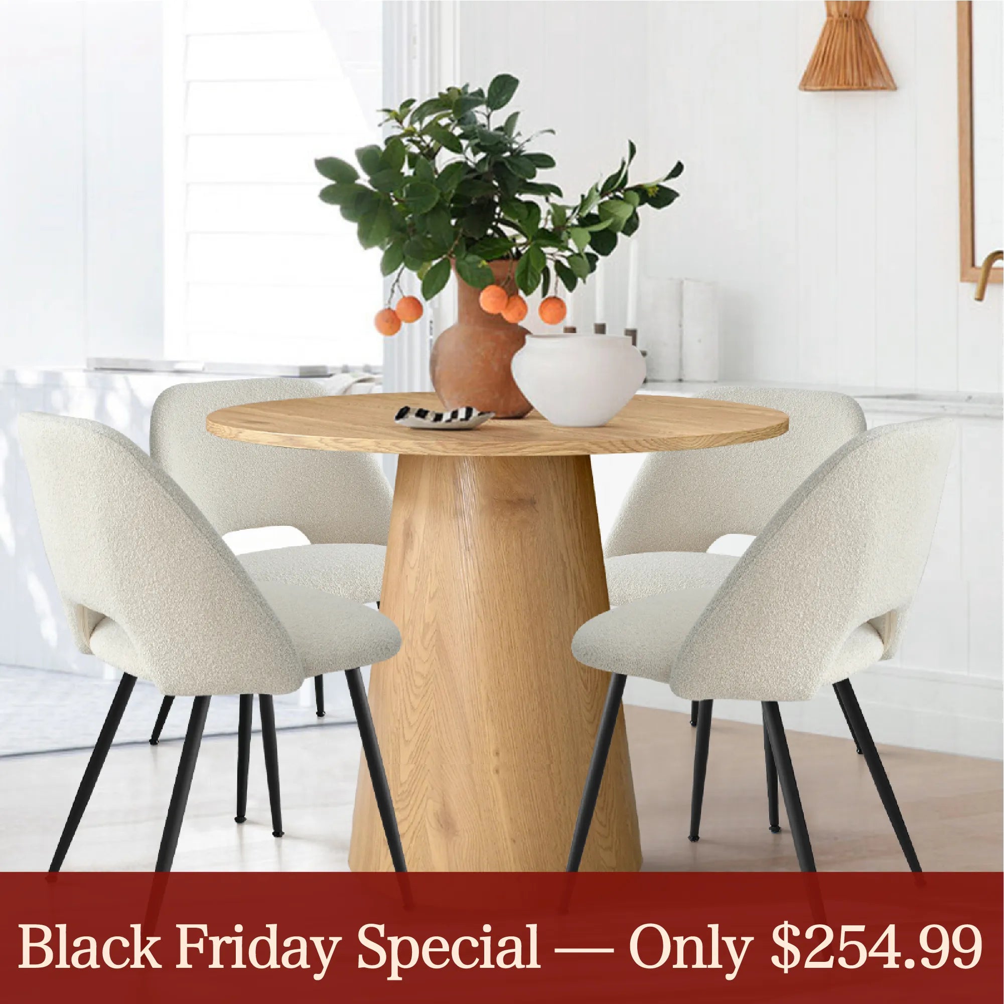 Edwin Modern Upholstered Boucle Dining Chair (Set of 4)