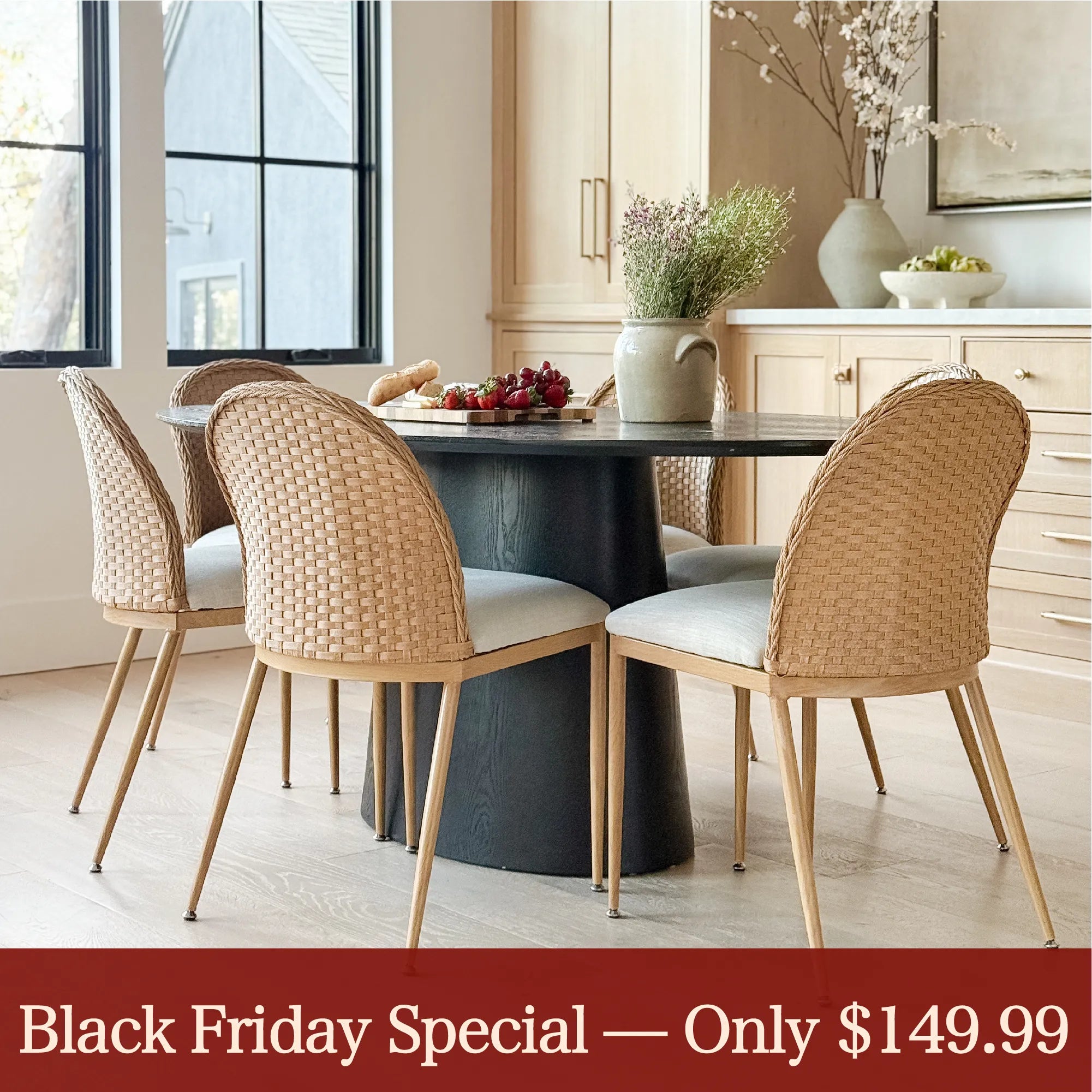 Barcelona Beige Rattan Upholstered Dining Chair (Set of 2)