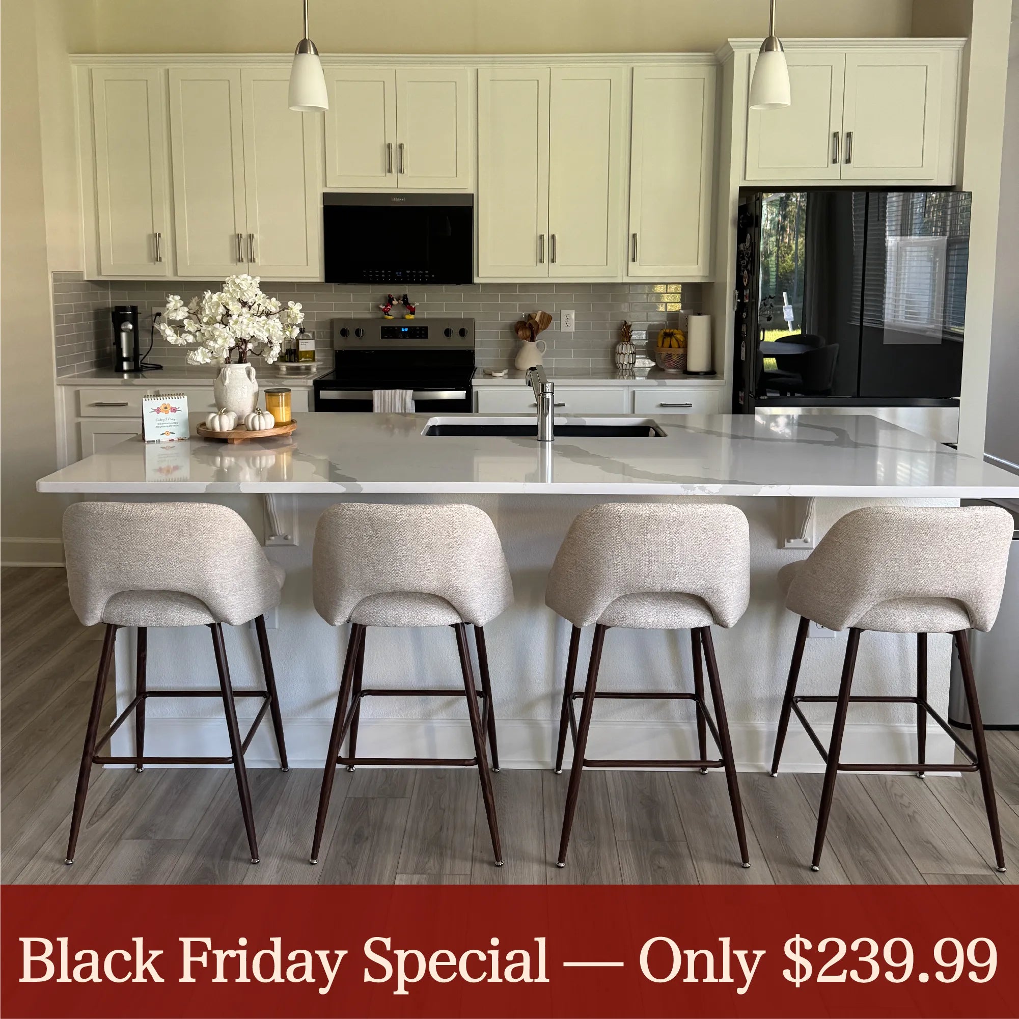 Edwin 26" Modern Upholstered Counter Stool (Set of 3)