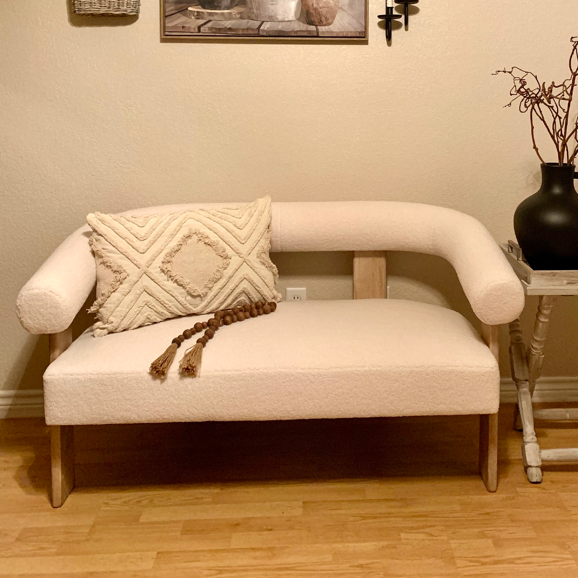 Maye 54" Modern Beige Upholstered Loveseat Sofa