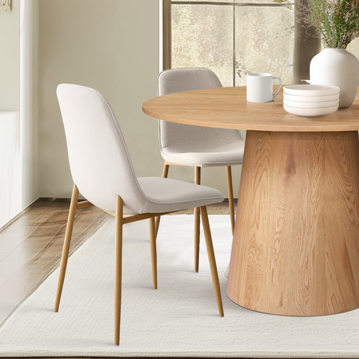 Dwen & Oslo 46" Round Dining Table Set for 4 (5-Piece)