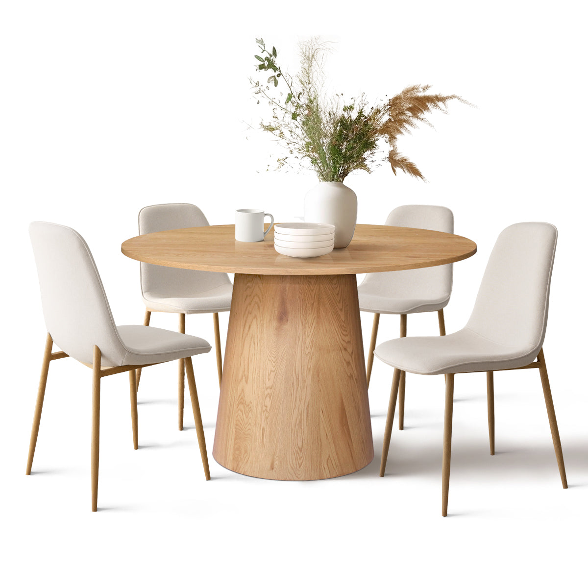 Dwen & Oslo 46" Round Dining Table Set for 4 (5-Piece)