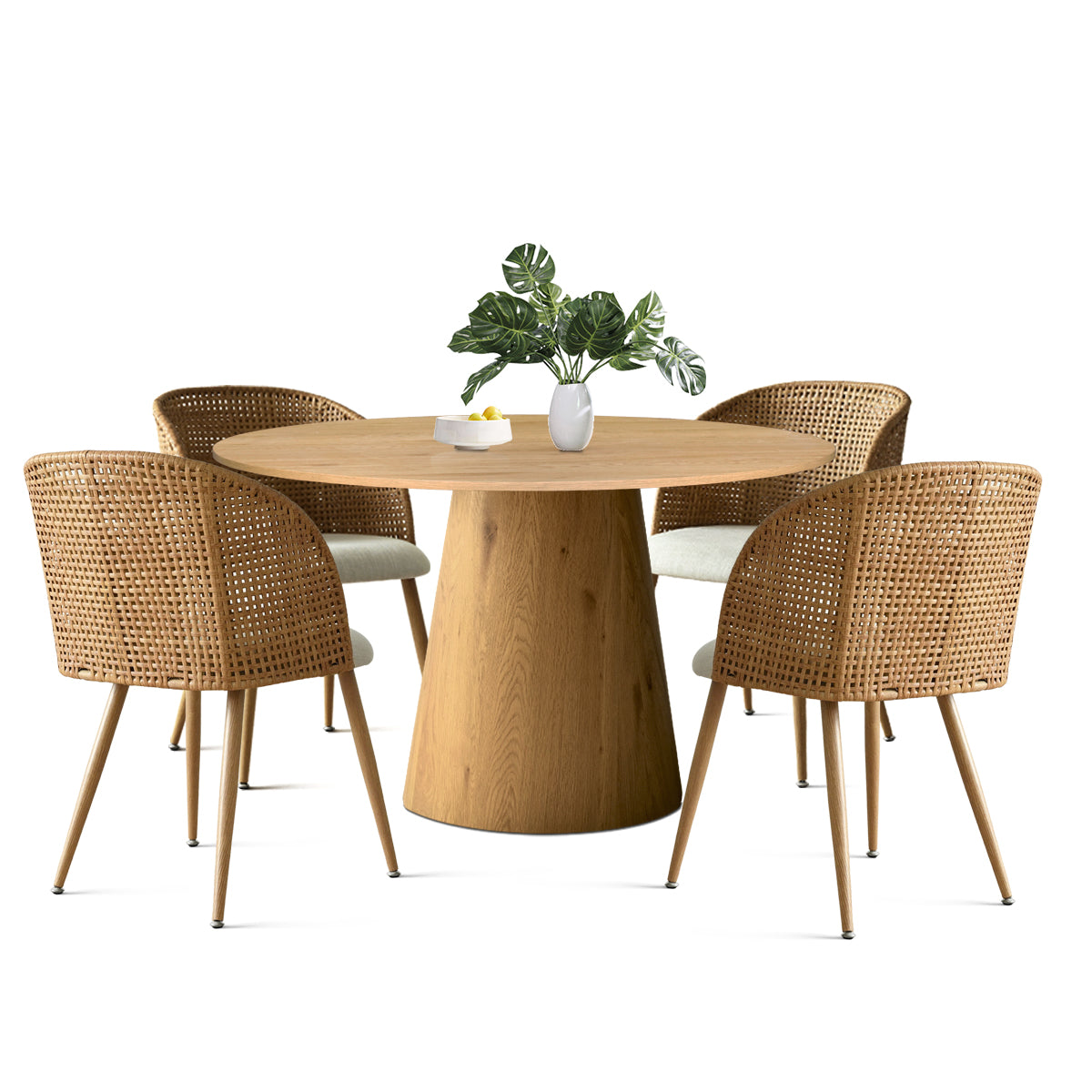 Dwen & Grasse 46" Modern Round Dining Table Set for 4 (5-Piece)