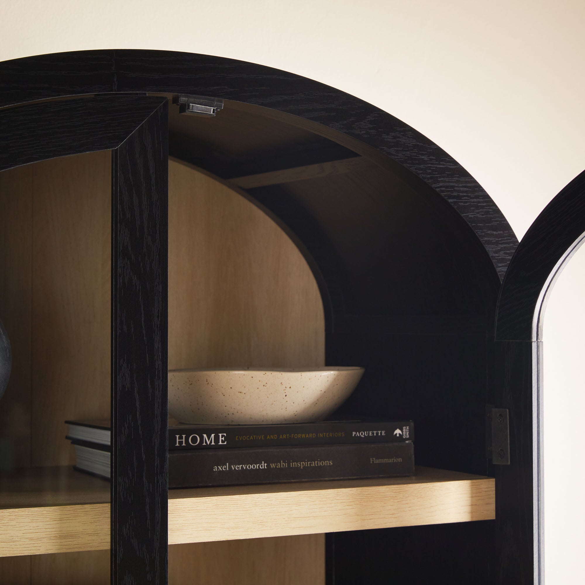 Parisian Modern 5 Shelf Arched Tall Bookcase with Glass Doors