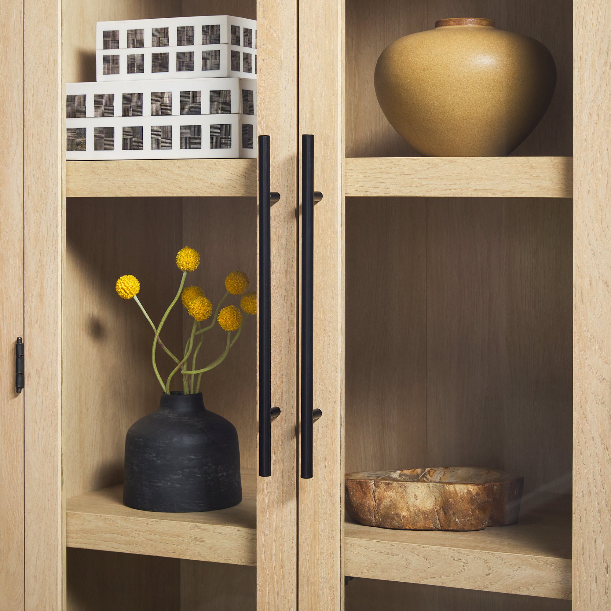 Parisian Modern 5 Shelf Arched Tall Bookcase with Glass Doors
