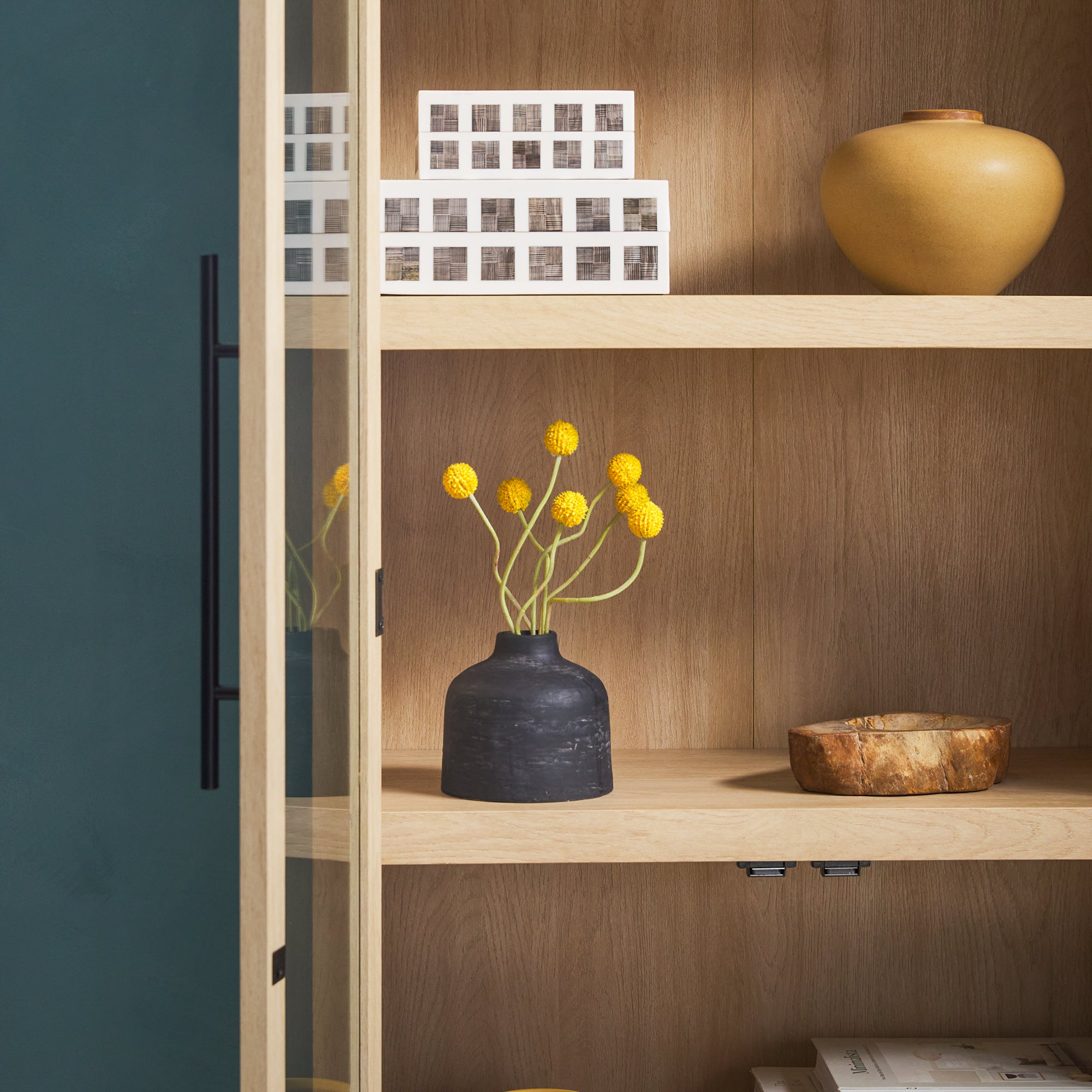 Parisian Modern 5 Shelf Arched Tall Bookcase with Glass Doors