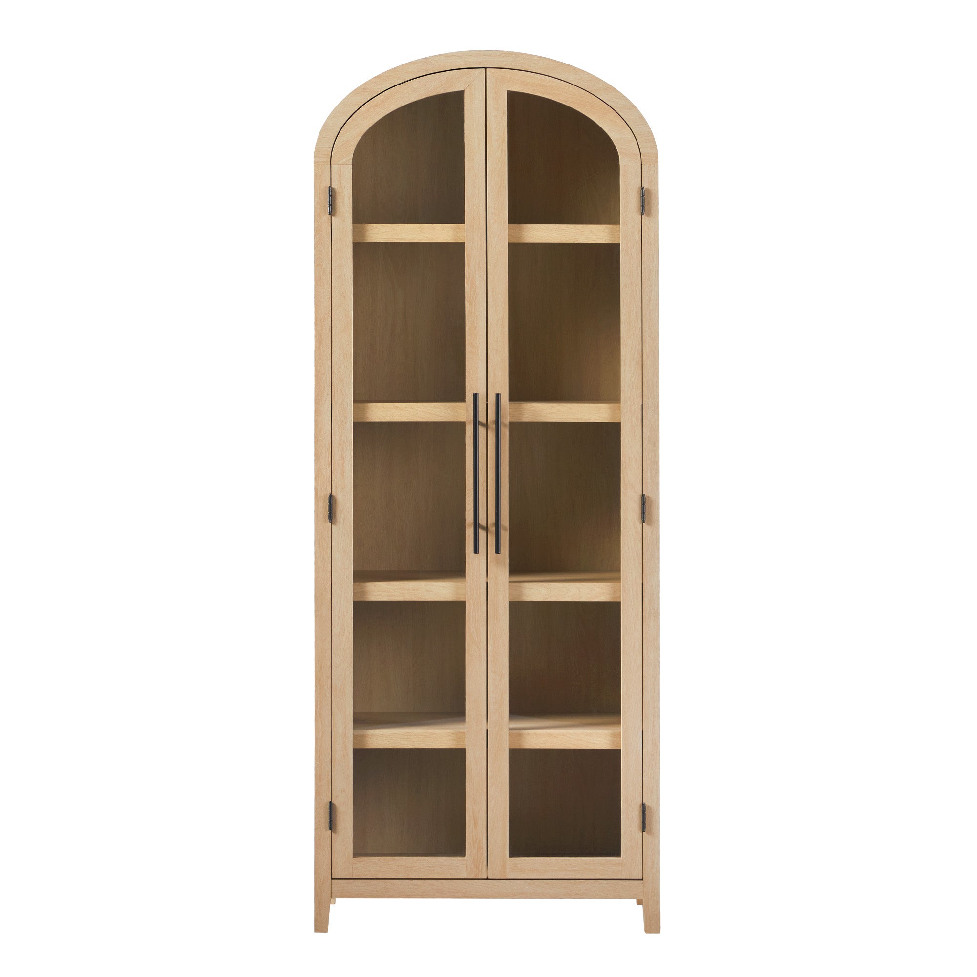 Parisian Modern 5 Shelf Arched Tall Bookcase with Glass Doors