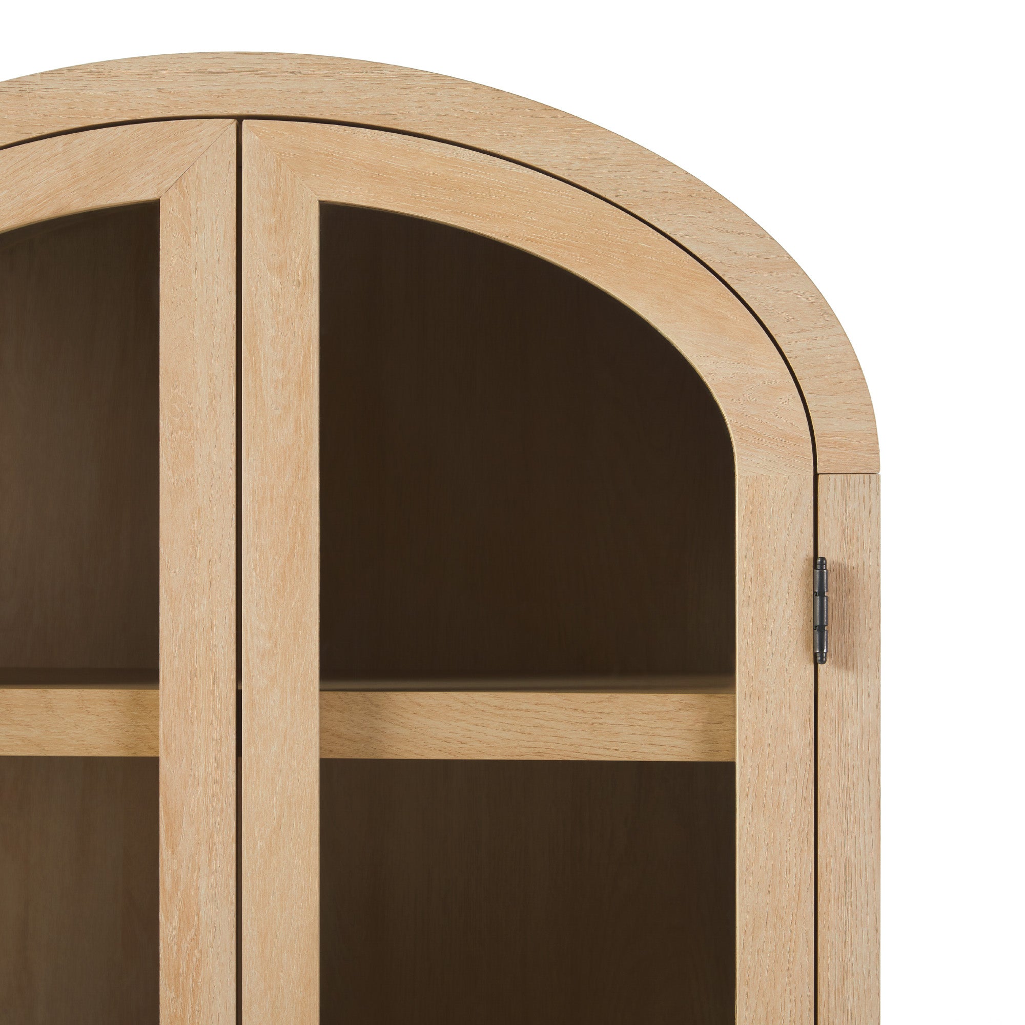 Parisian Modern 5 Shelf Arched Tall Bookcase with Glass Doors