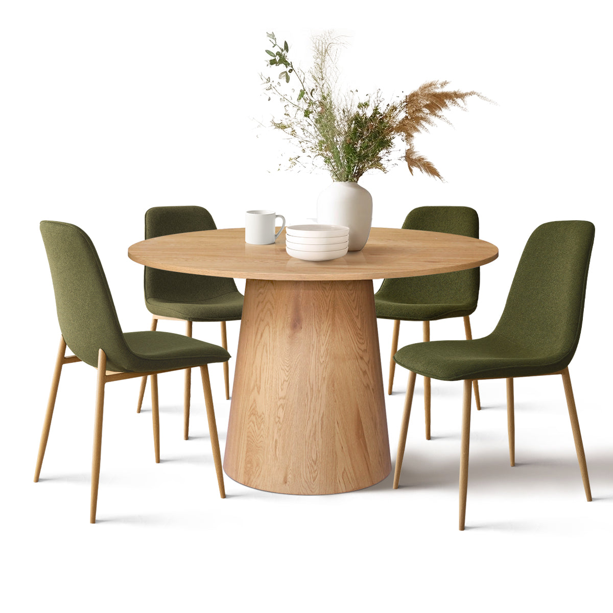 Dwen & Oslo 46" Round Dining Table Set for 4 (5-Piece)