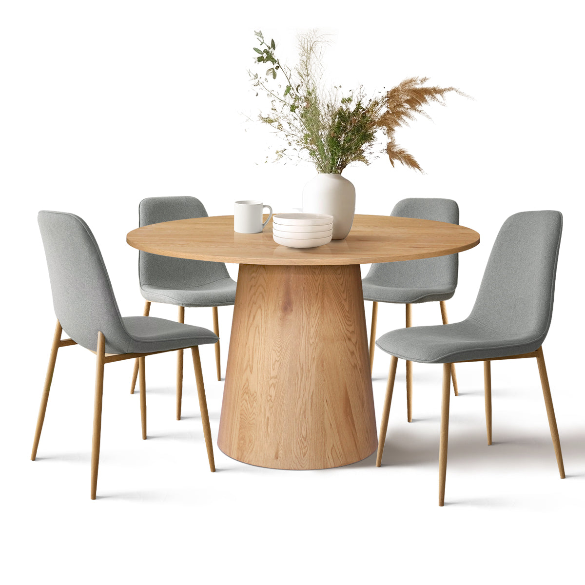 Dwen & Oslo 46" Round Dining Table Set for 4 (5-Piece)