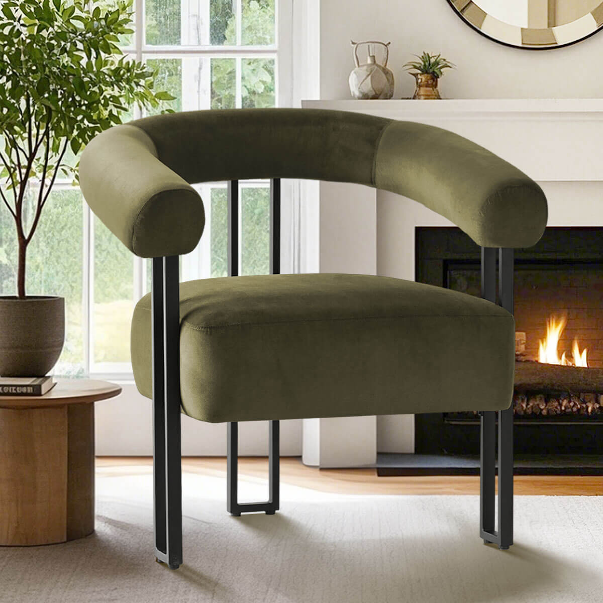 Mia Modern Velvet Accent Chair with Arms (1-Piece)