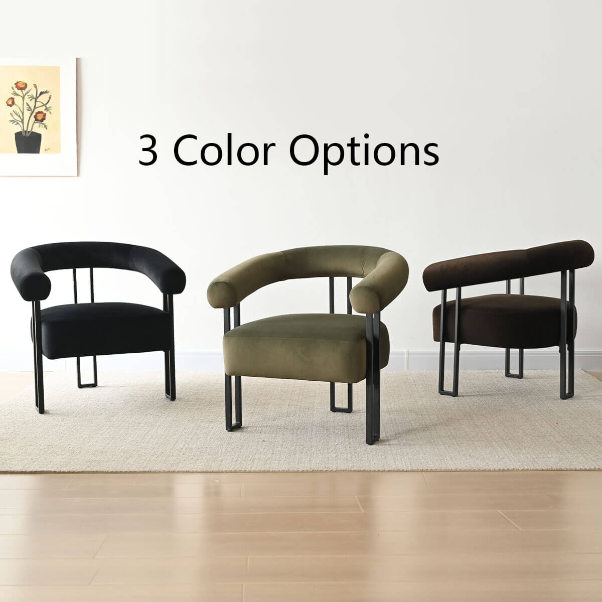 Mia Modern Velvet Accent Chair with Arms (1-Piece)
