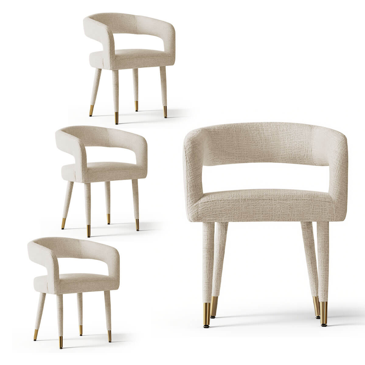 Anna Modern Upholstered Dining Chairs with Arm (Set of 4)