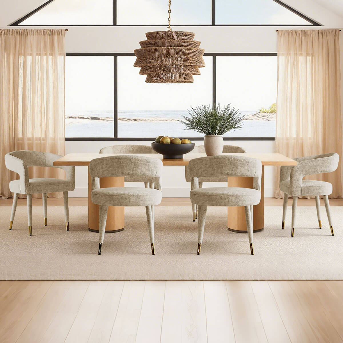 Anna Modern Upholstered Dining Chairs with Arm (Set of 2)
