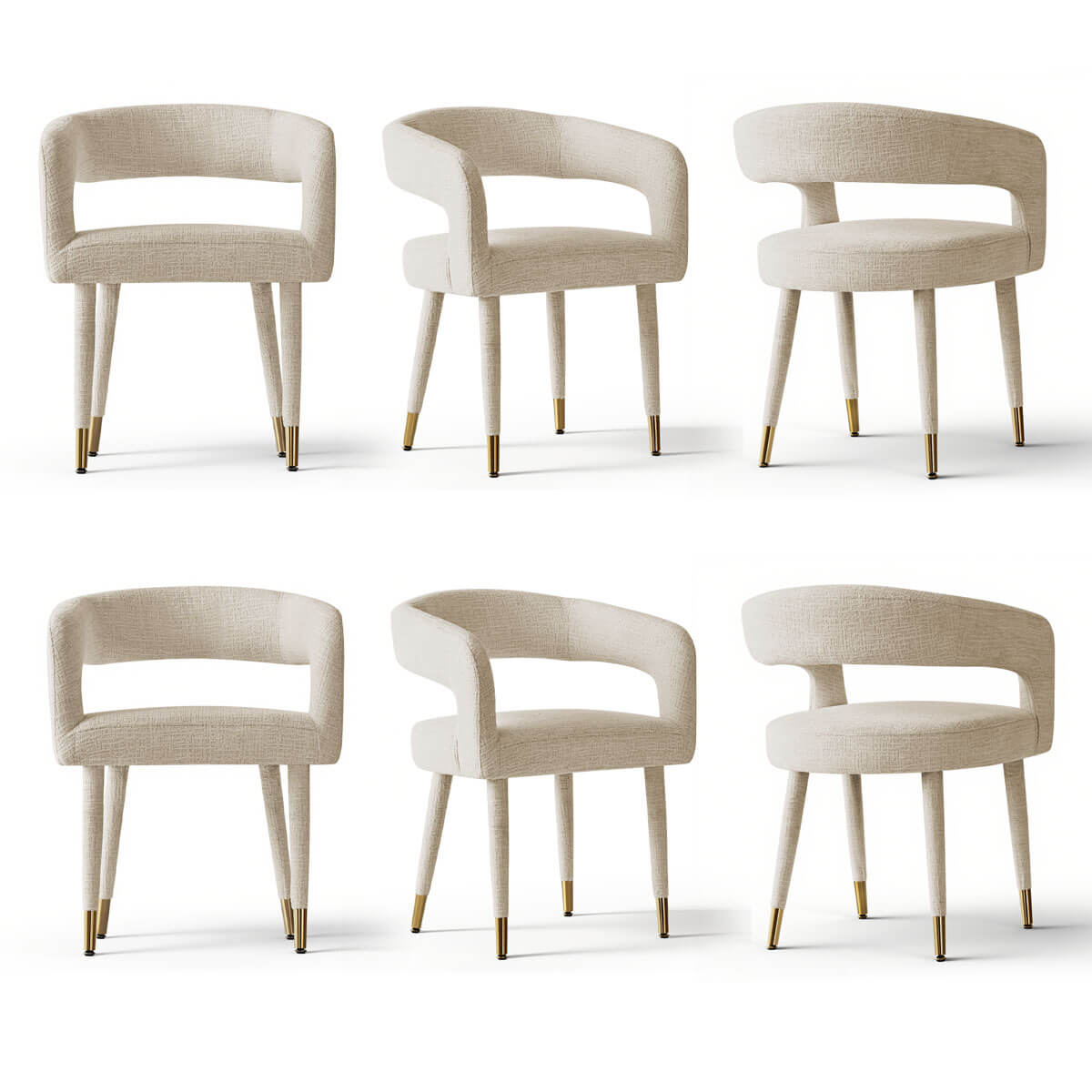 Anna Modern Upholstered Dining Chairs with Arm (Set of 6)