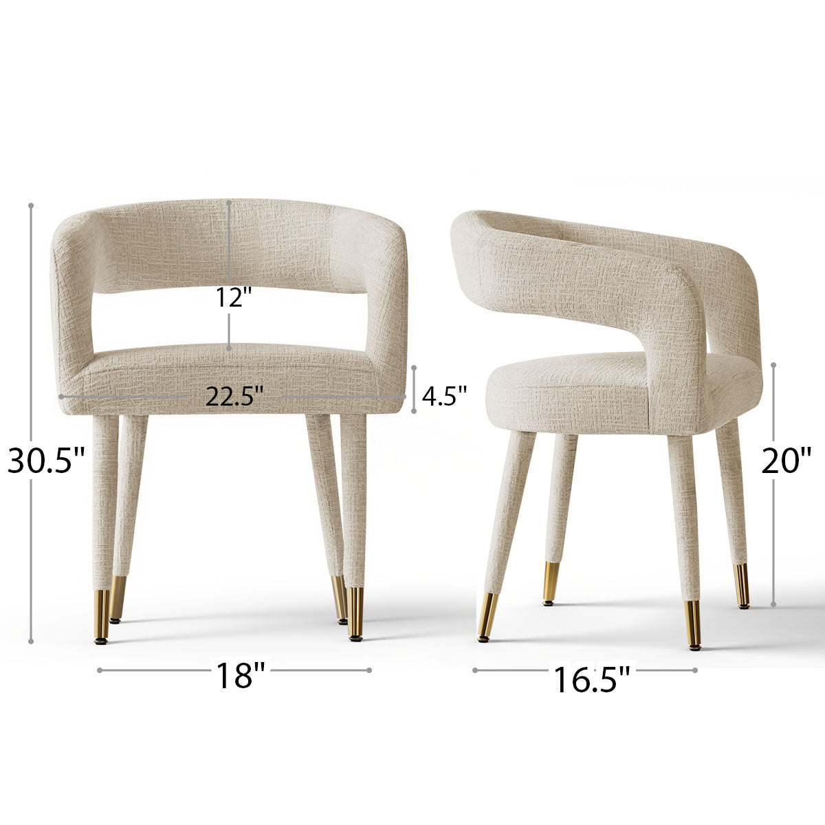 Anna Modern Upholstered Dining Chairs with Arm (Set of 2)