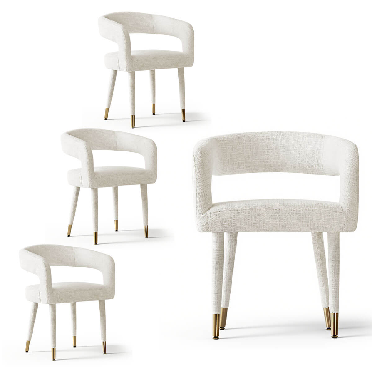 Anna Modern Upholstered Dining Chairs with Arm (Set of 4)