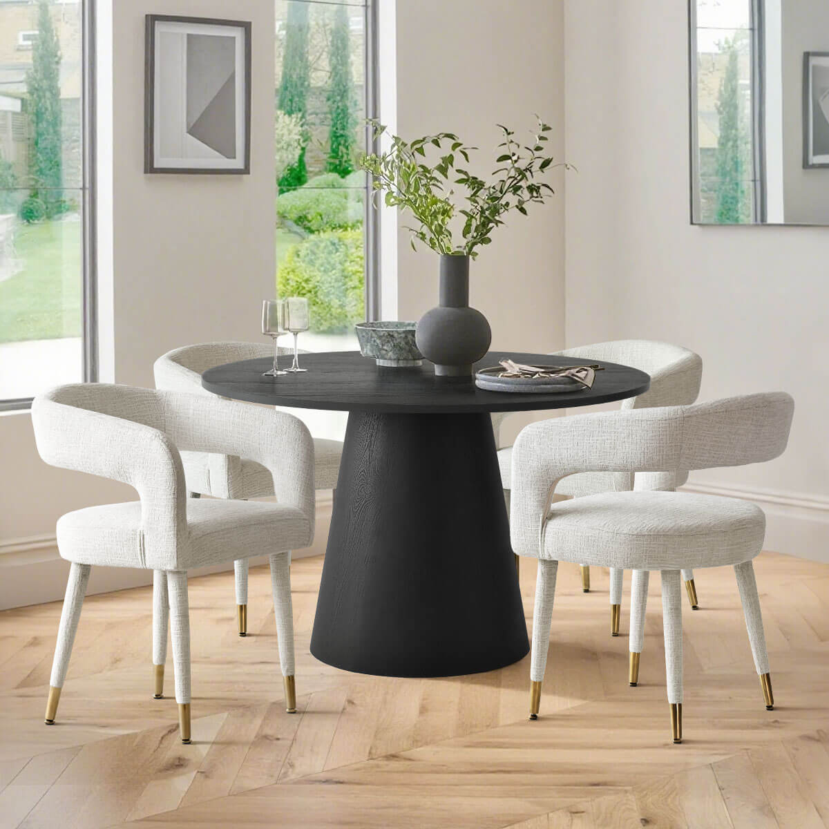 Anna Modern Upholstered Dining Chairs with Arm (Set of 2)