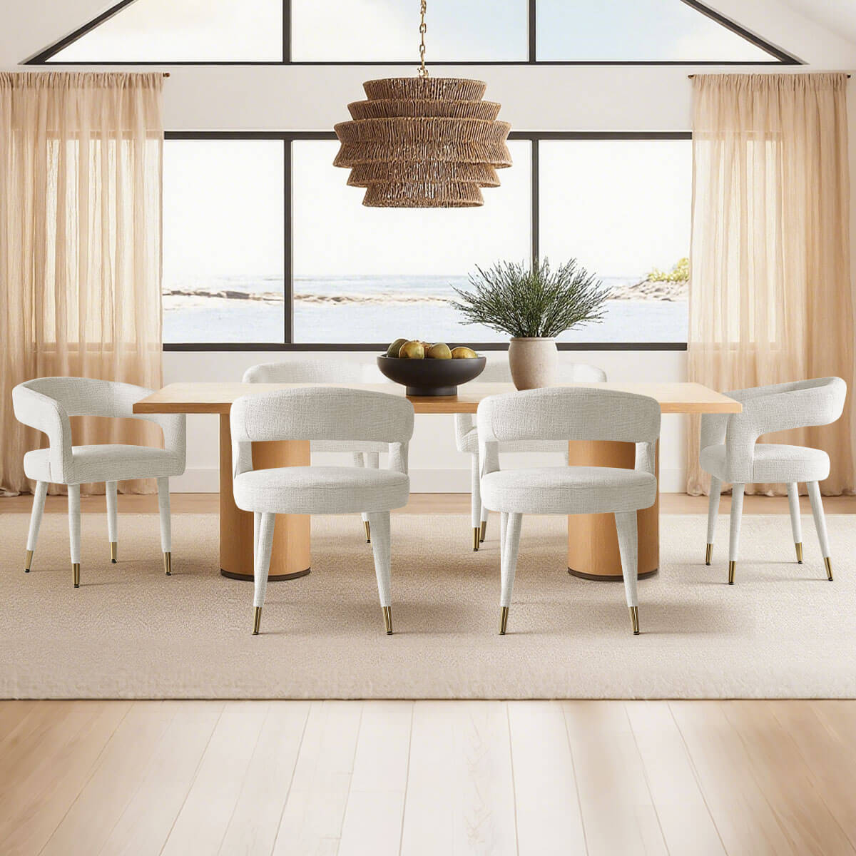 Anna Modern Upholstered Dining Chairs with Arm (Set of 2)