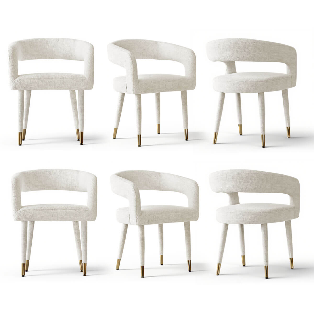 Anna Modern Upholstered Dining Chairs with Arm (Set of 6)