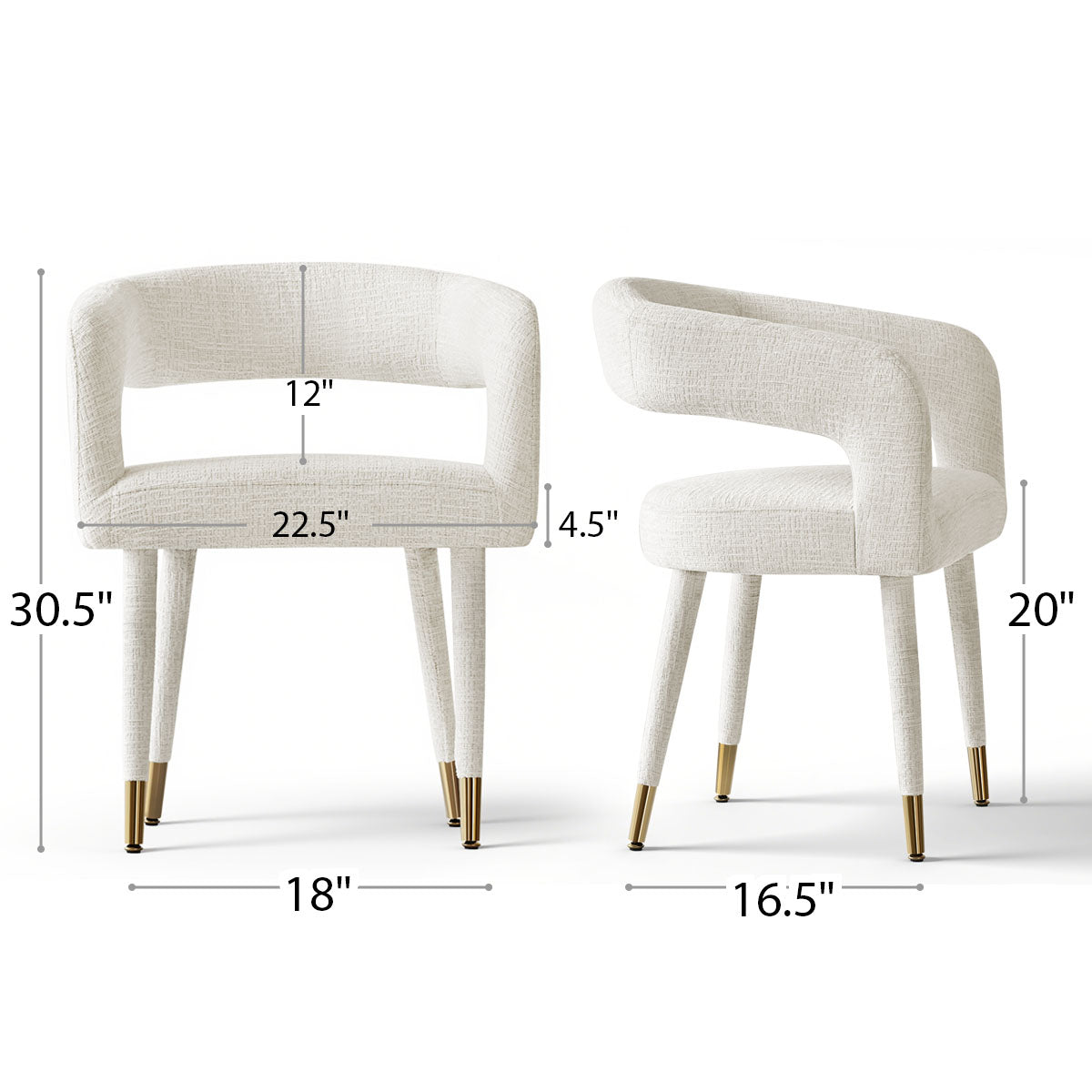 Anna Modern Upholstered Dining Chairs with Arm (Set of 2)