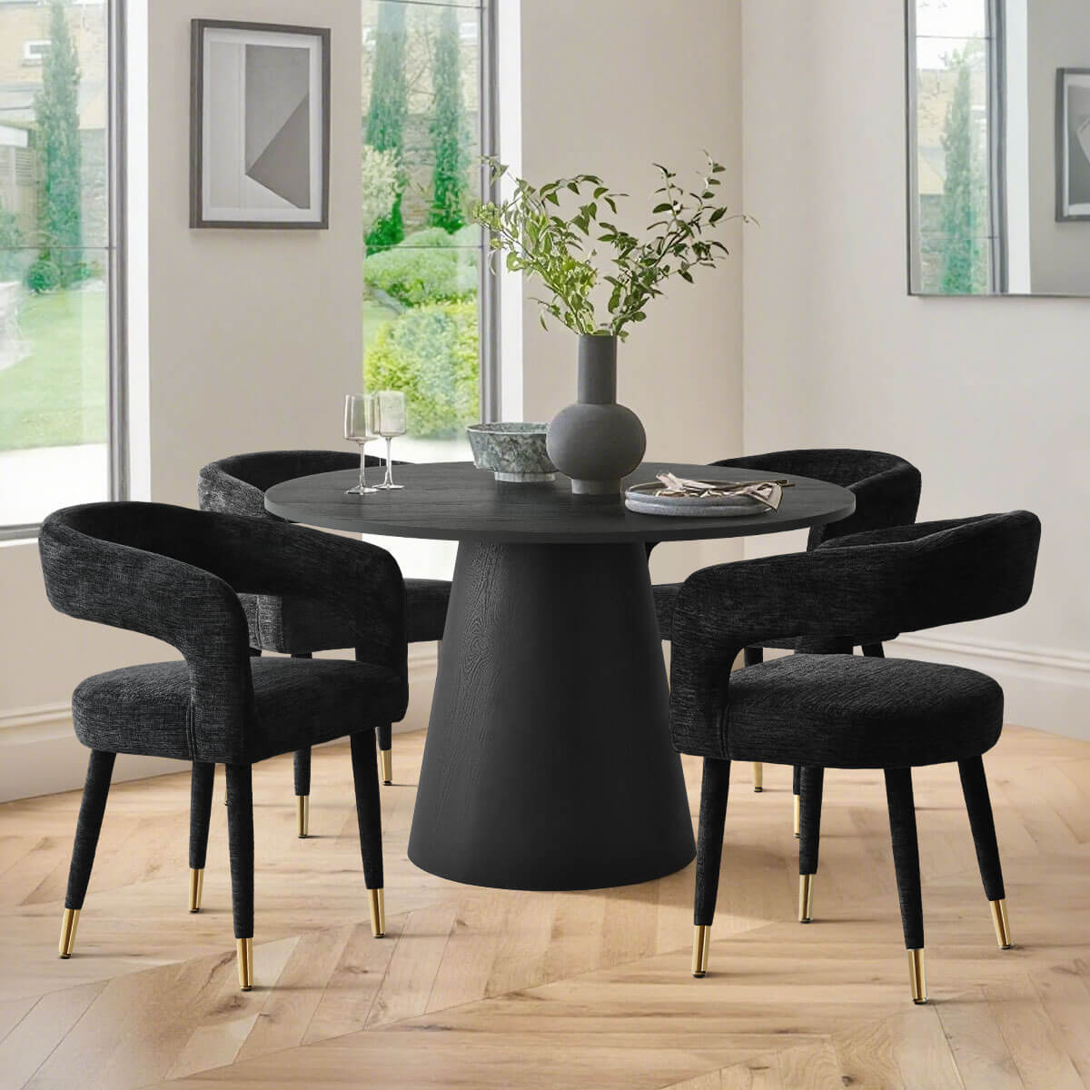Anna Modern Upholstered Dining Chairs with Arm (Set of 2)