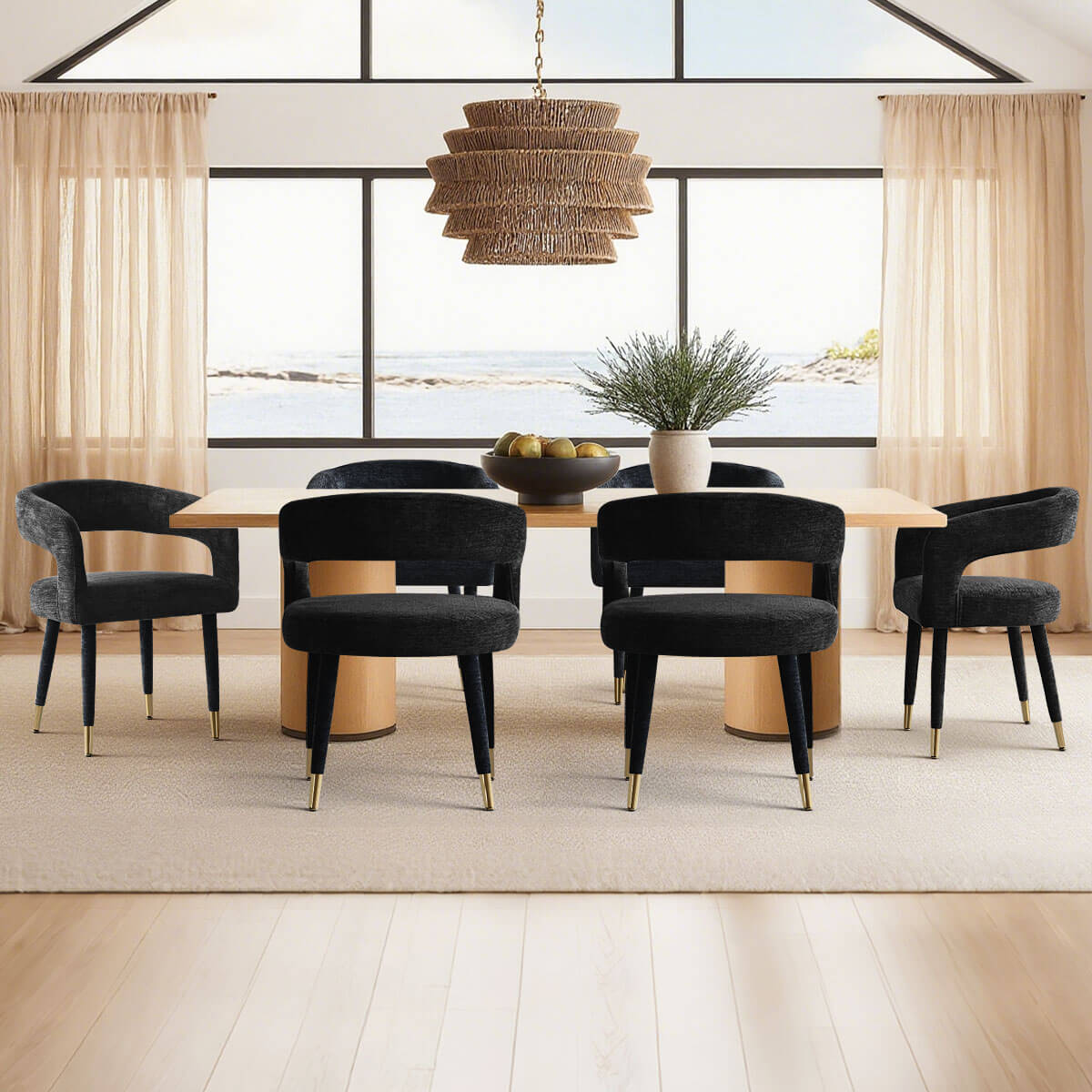 Anna Modern Upholstered Dining Chairs with Arm (Set of 2)