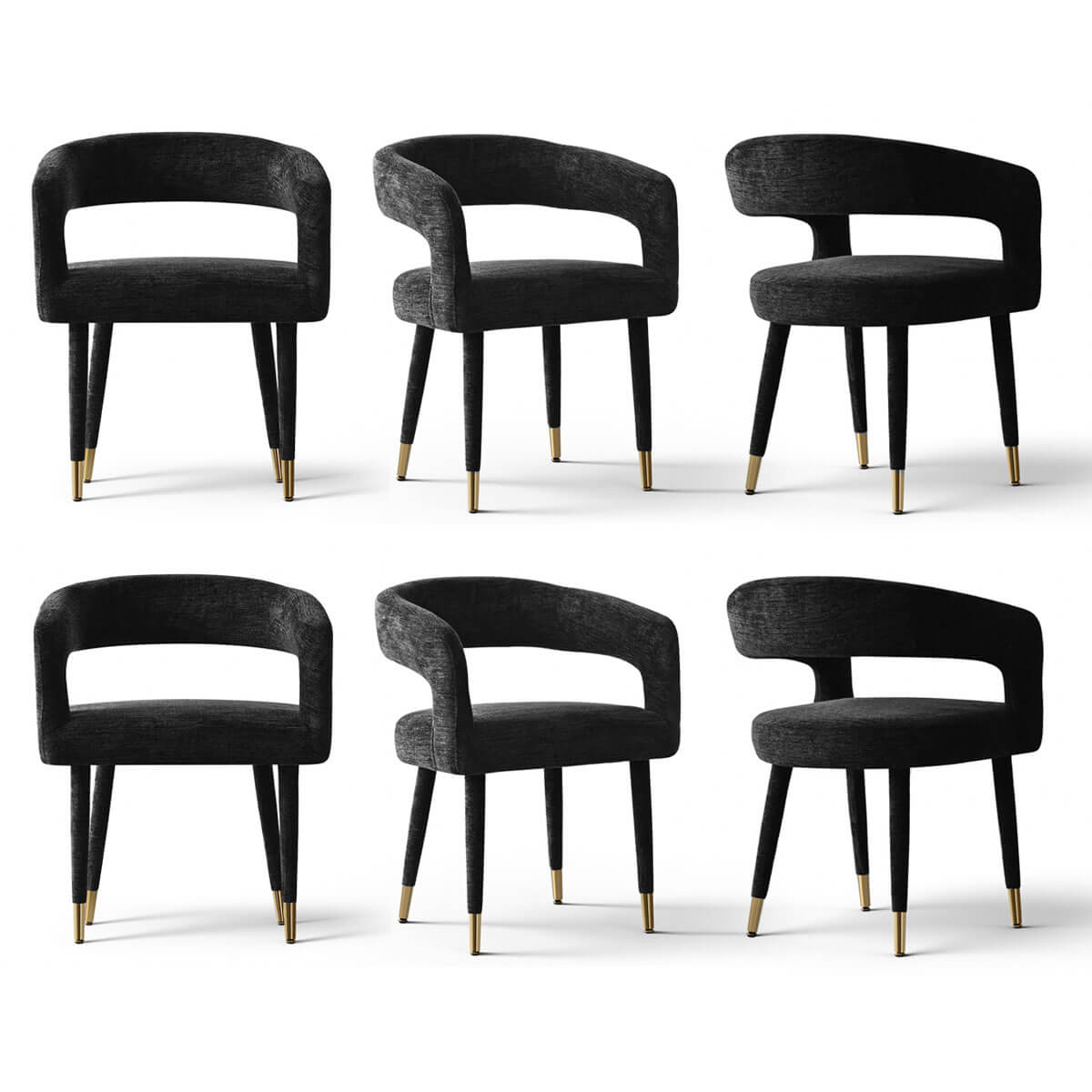 Anna Modern Upholstered Dining Chairs with Arm (Set of 6)