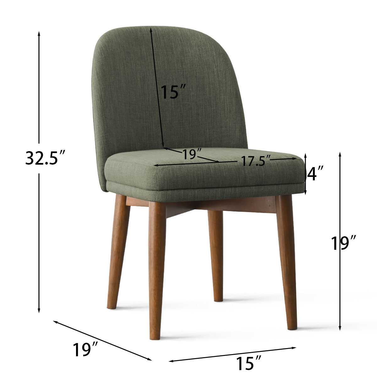 Athena Linen Upholstered Solid Wood Dining Chairs (Set of 2)
