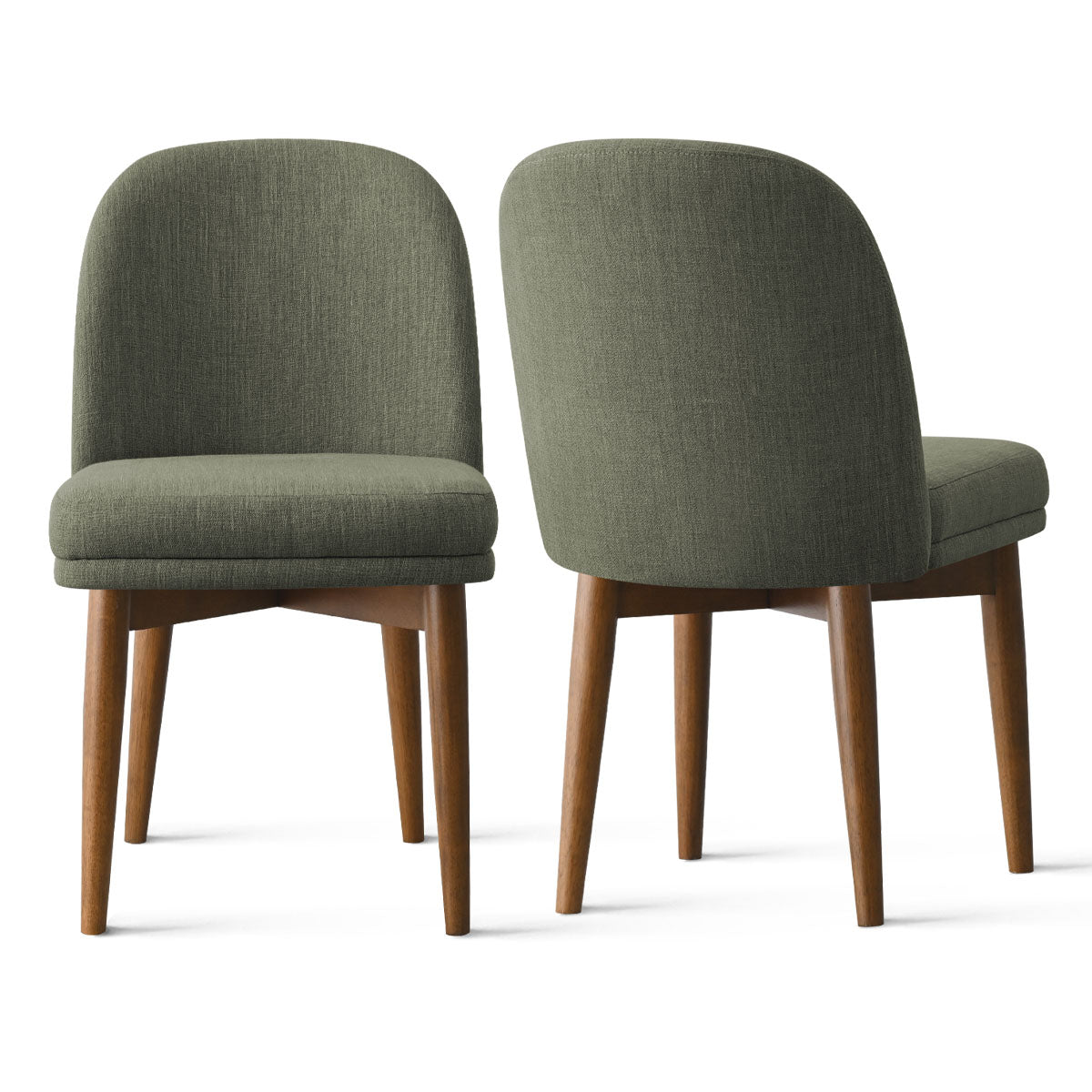 Athena Linen Upholstered Solid Wood Dining Chairs (Set of 2)