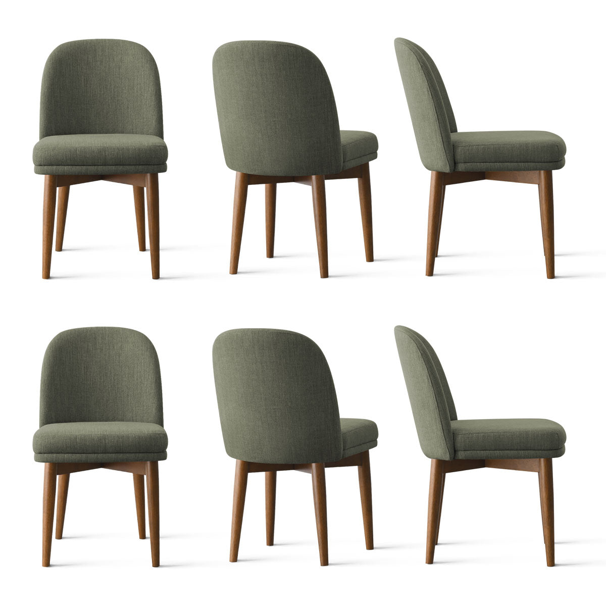 Athena Linen Upholstered Solid Wood Dining Chairs (Set of 6)