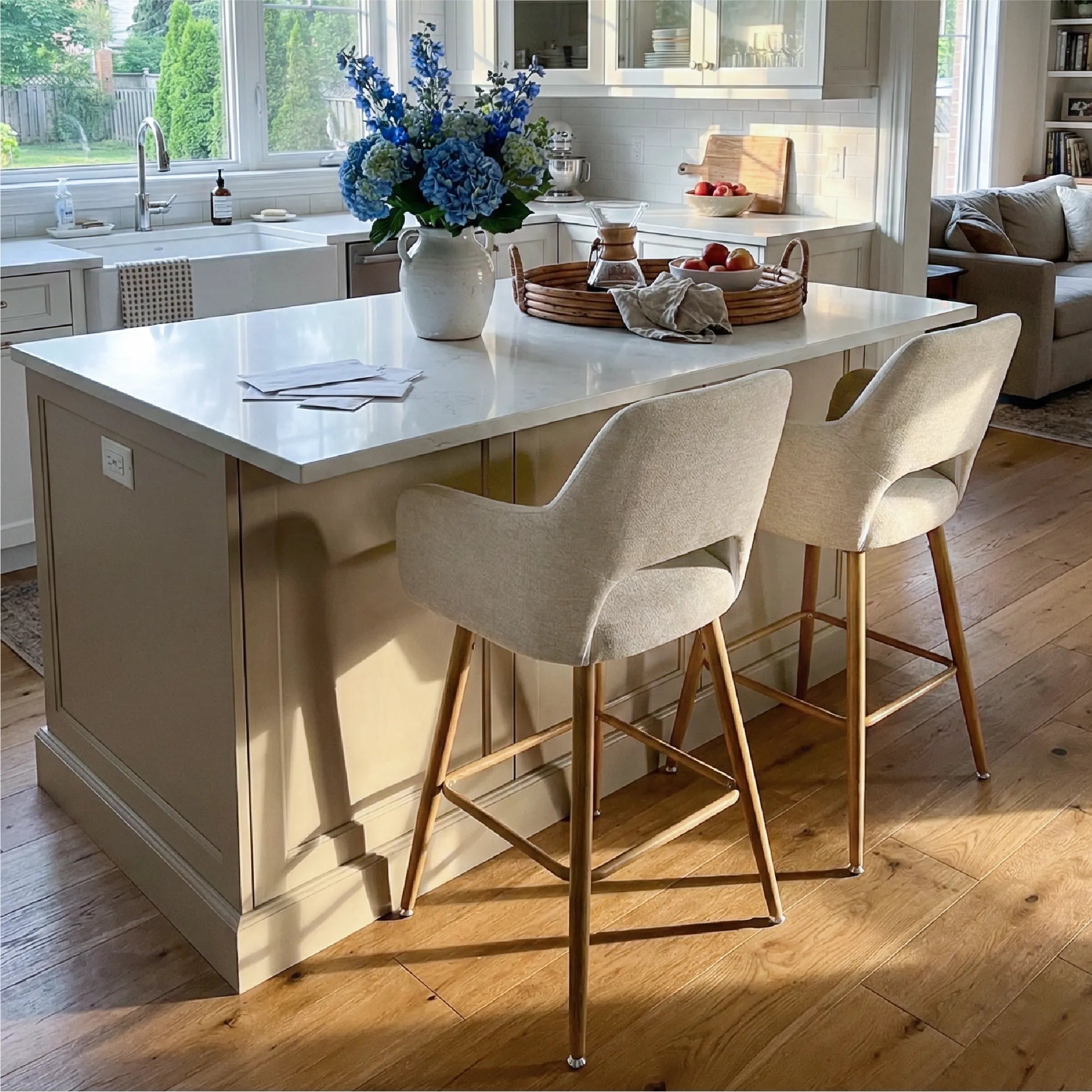 Atlanta Upholstered Counter Stool with Arms (Set of 2)