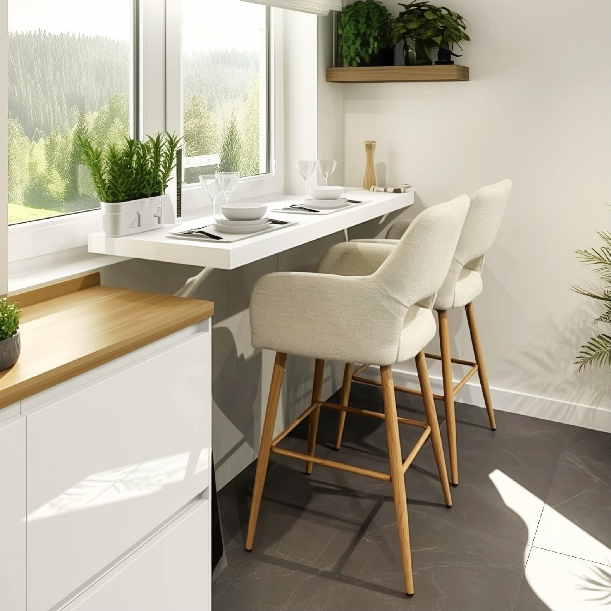 Atlanta Upholstered Counter Stool with Arms (Set of 2)