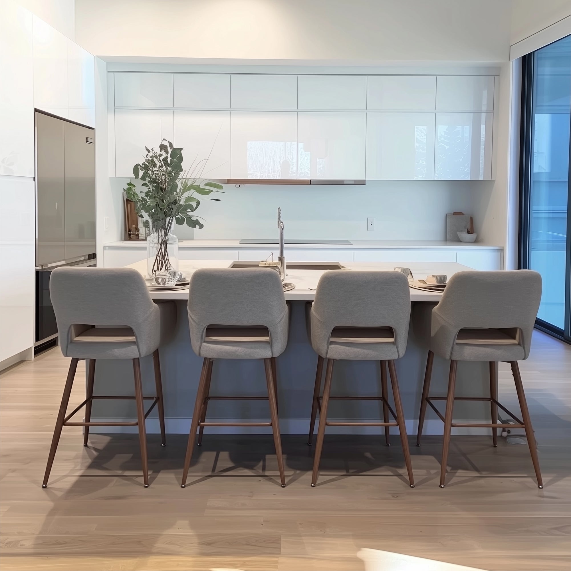 Atlanta Upholstered Counter Stool with Arms (Set of 2)