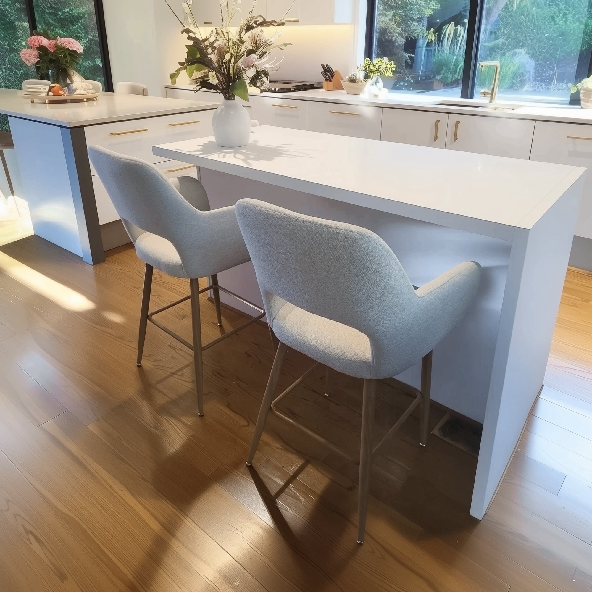 Atlanta Upholstered Counter Stool with Arms (Set of 2)