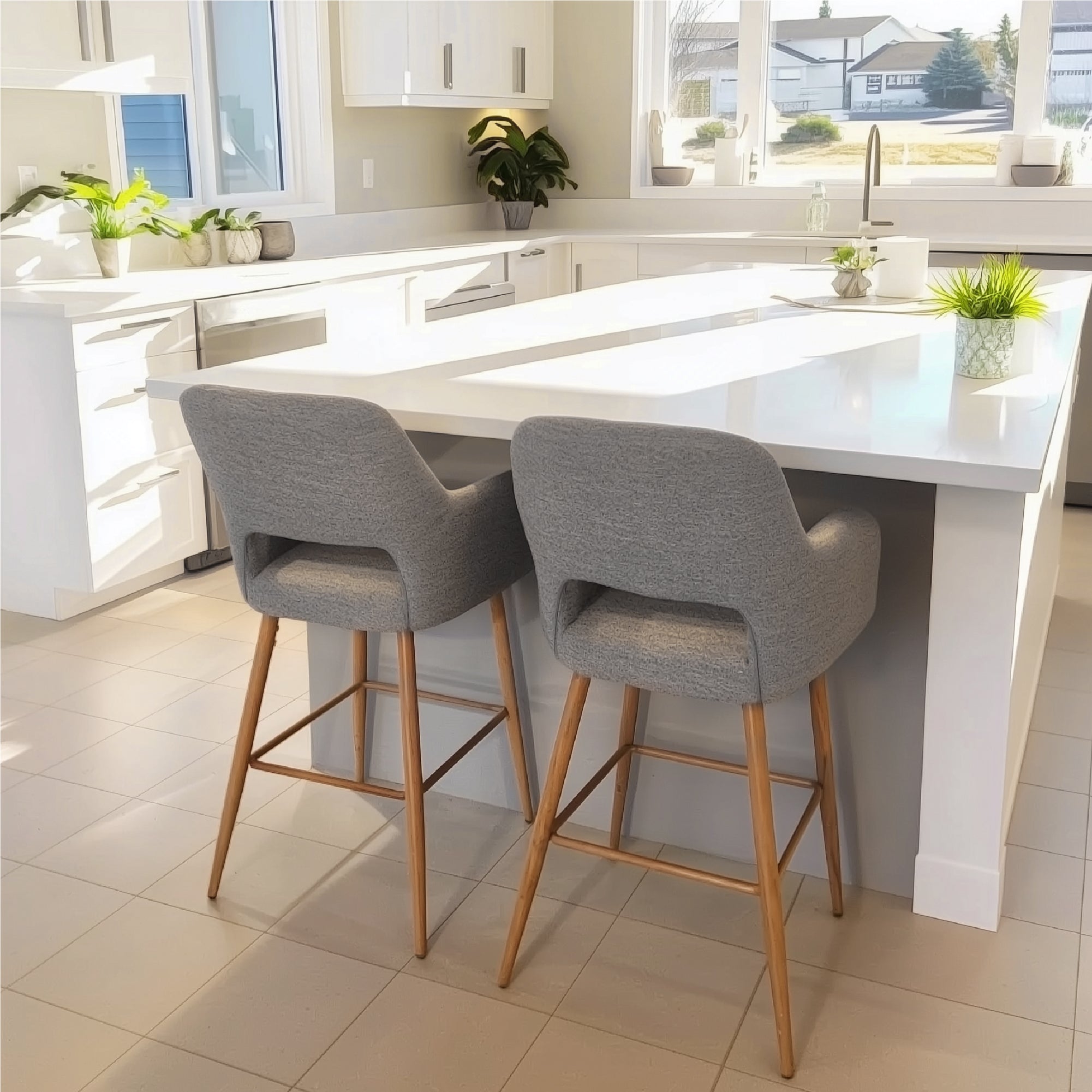 Atlanta Upholstered Counter Stool with Arms (Set of 2)