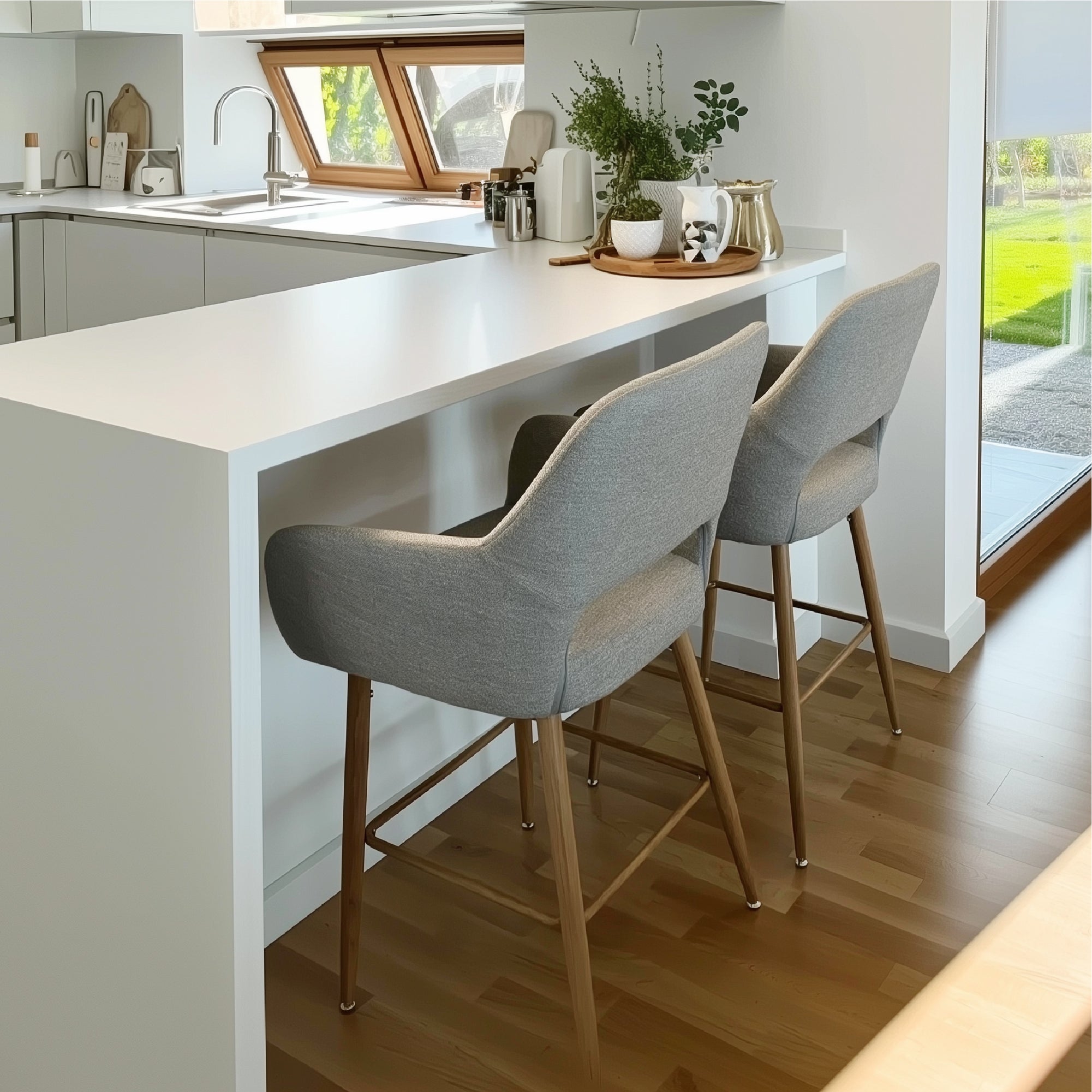 Atlanta Upholstered Counter Stool with Arms (Set of 2)