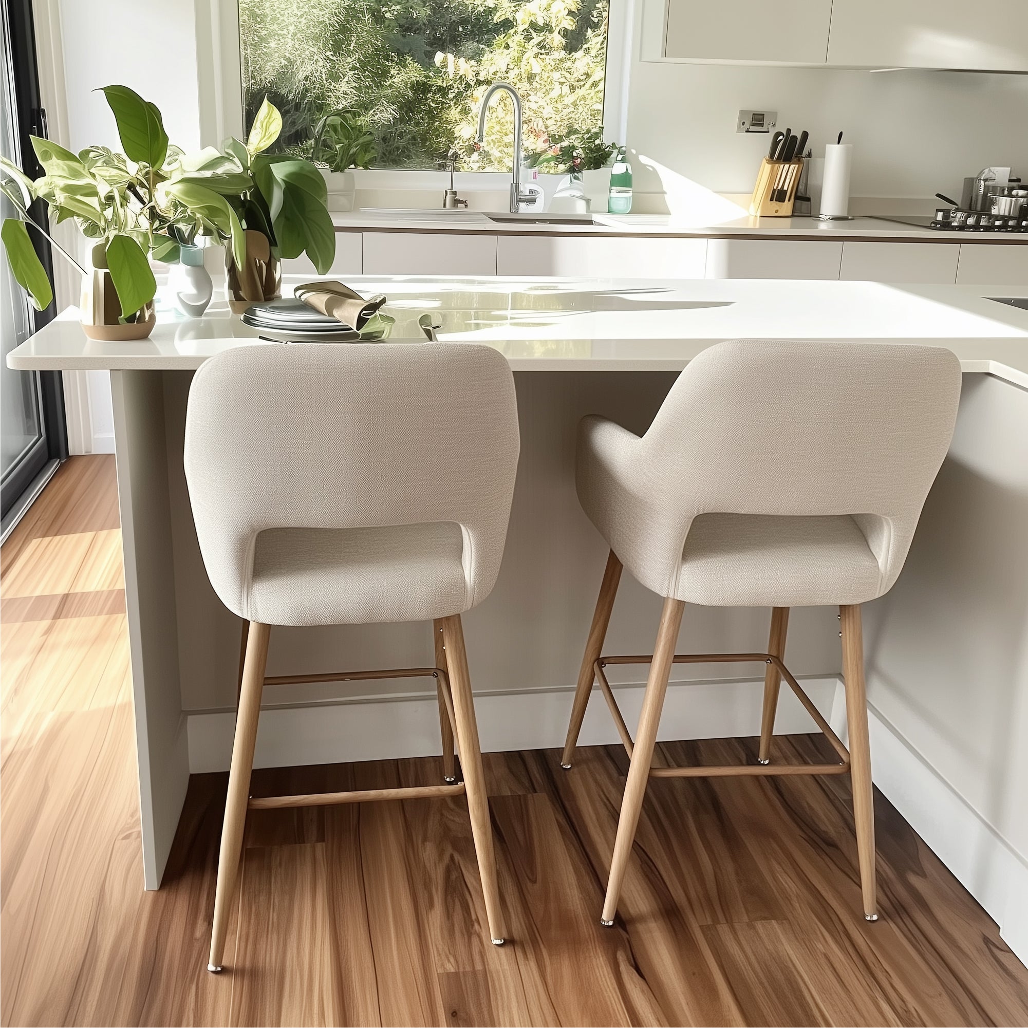 Atlanta Upholstered Counter Stool with Arms (Set of 2)