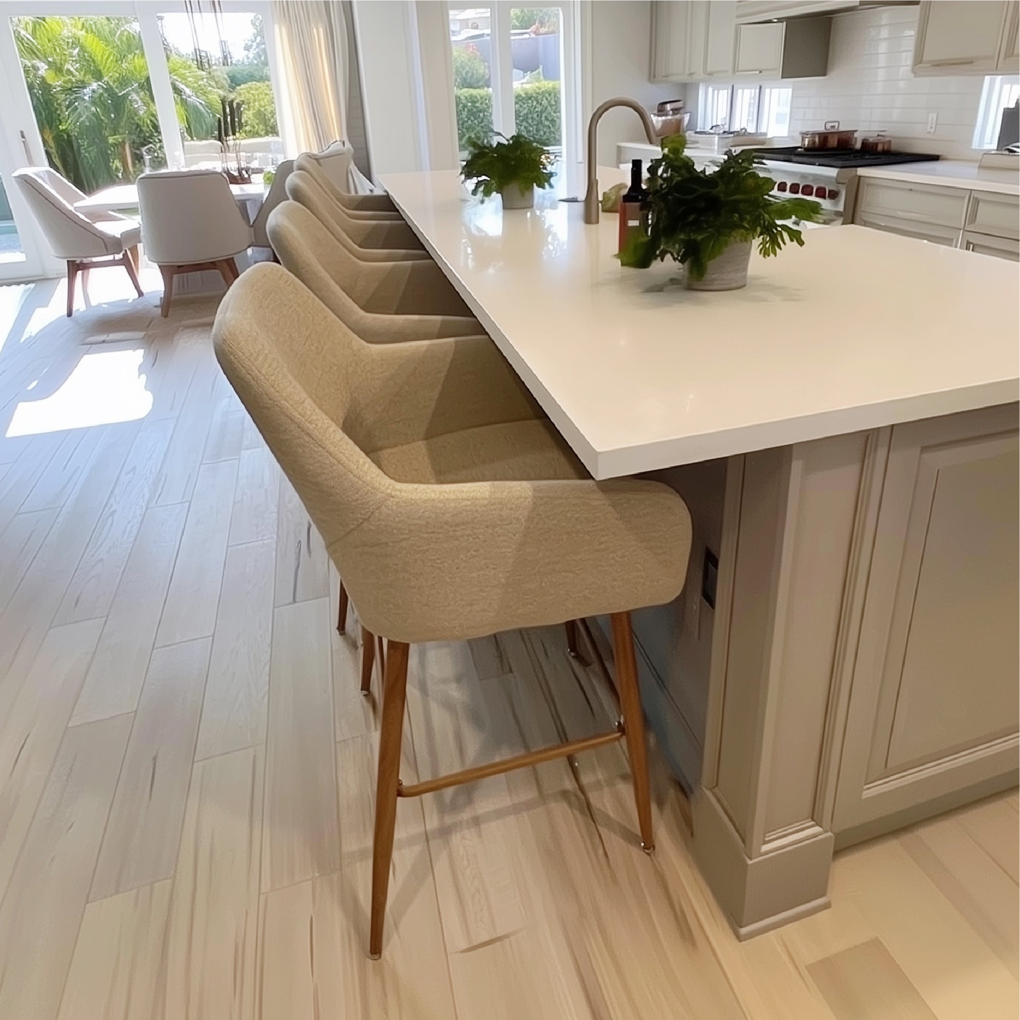 Atlanta Upholstered Counter Stool with Arms (Set of 2)