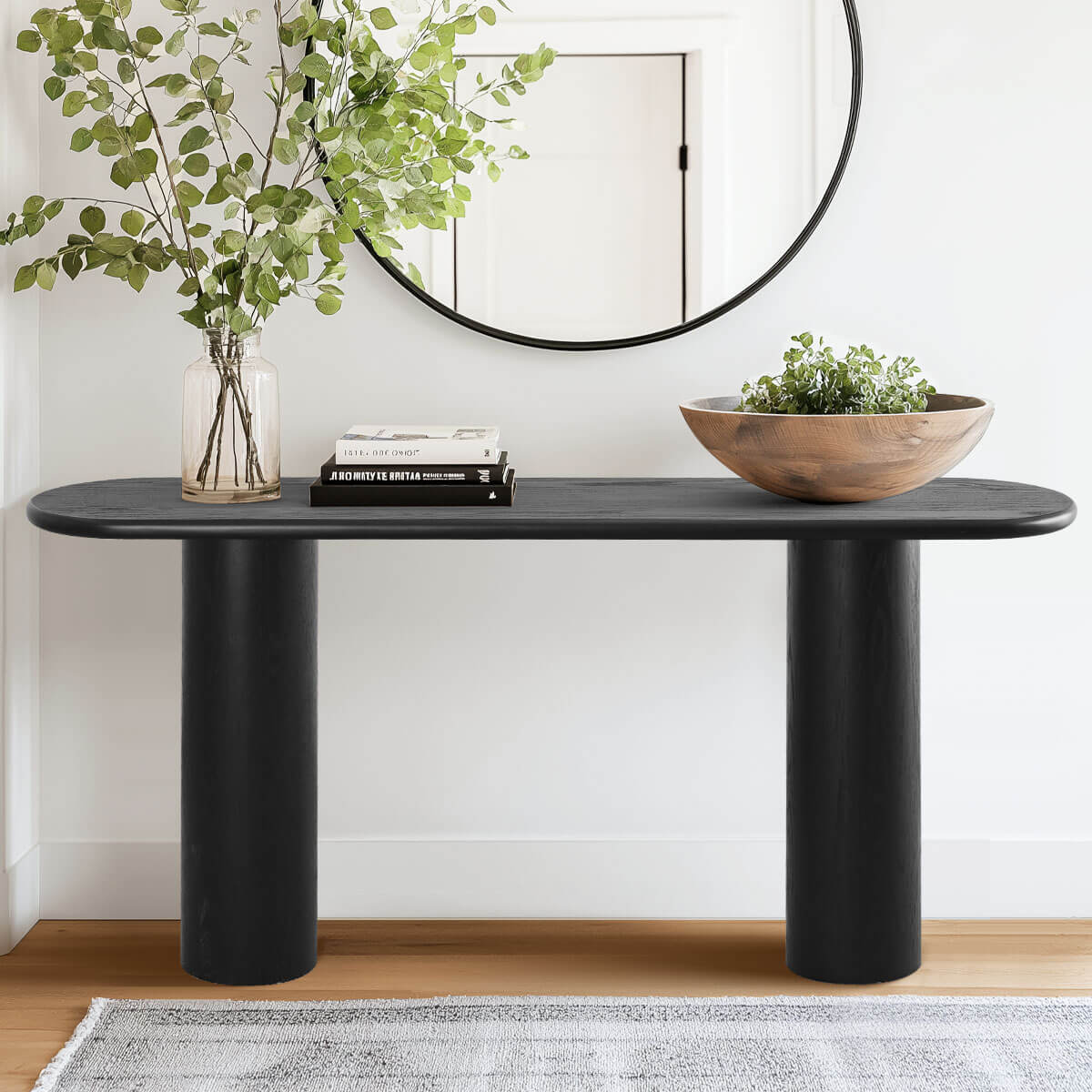 Baguette 60" Modern Oval Solid Wood Console Table