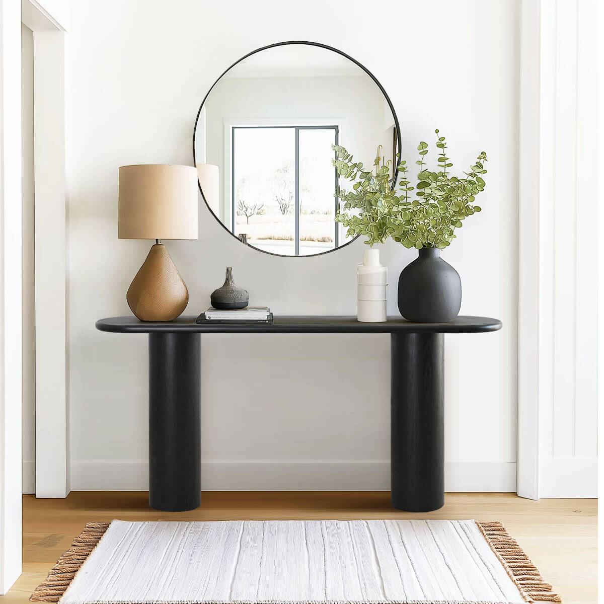 Baguette 60" Modern Oval Solid Wood Console Table