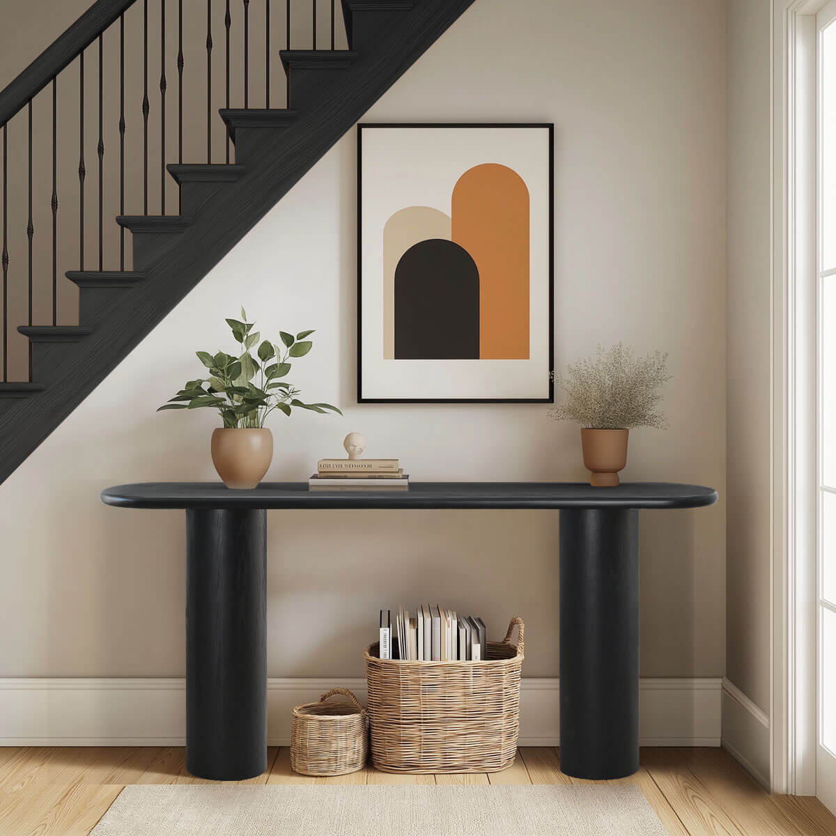 Baguette 60" Modern Oval Solid Wood Console Table