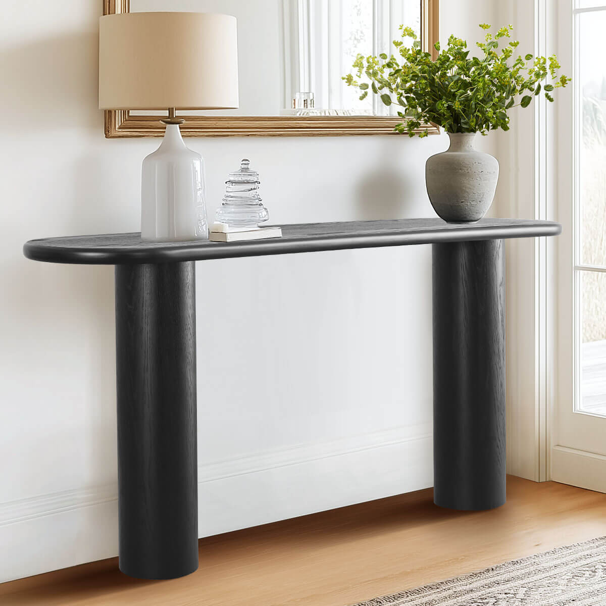 Baguette 60" Modern Oval Solid Wood Console Table
