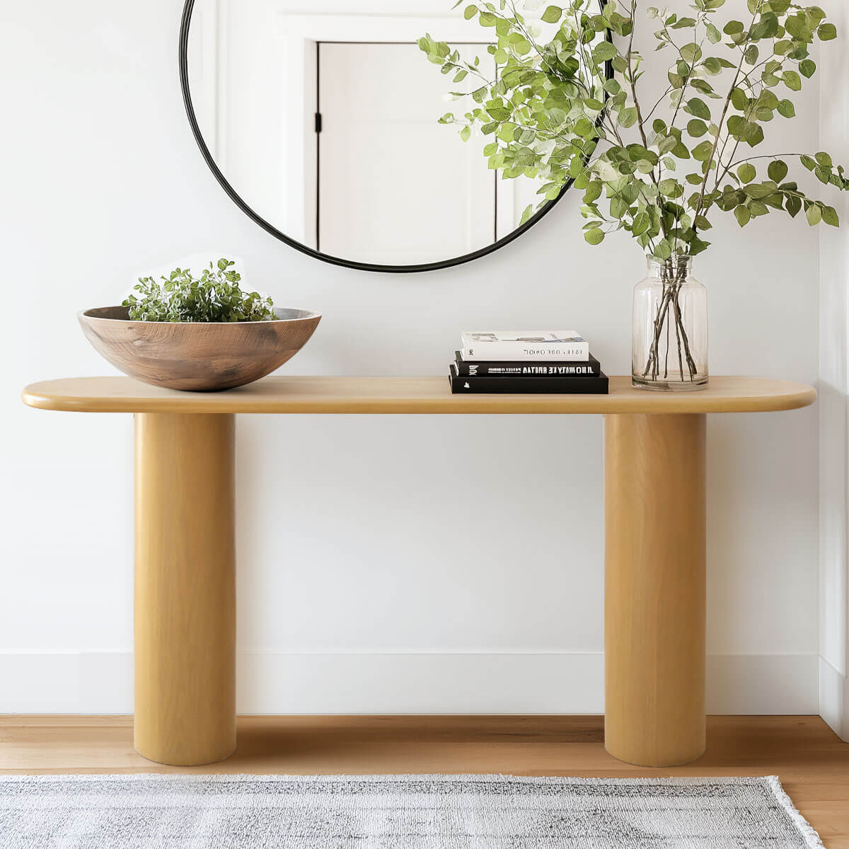 Baguette 60" Modern Oval Solid Wood Console Table