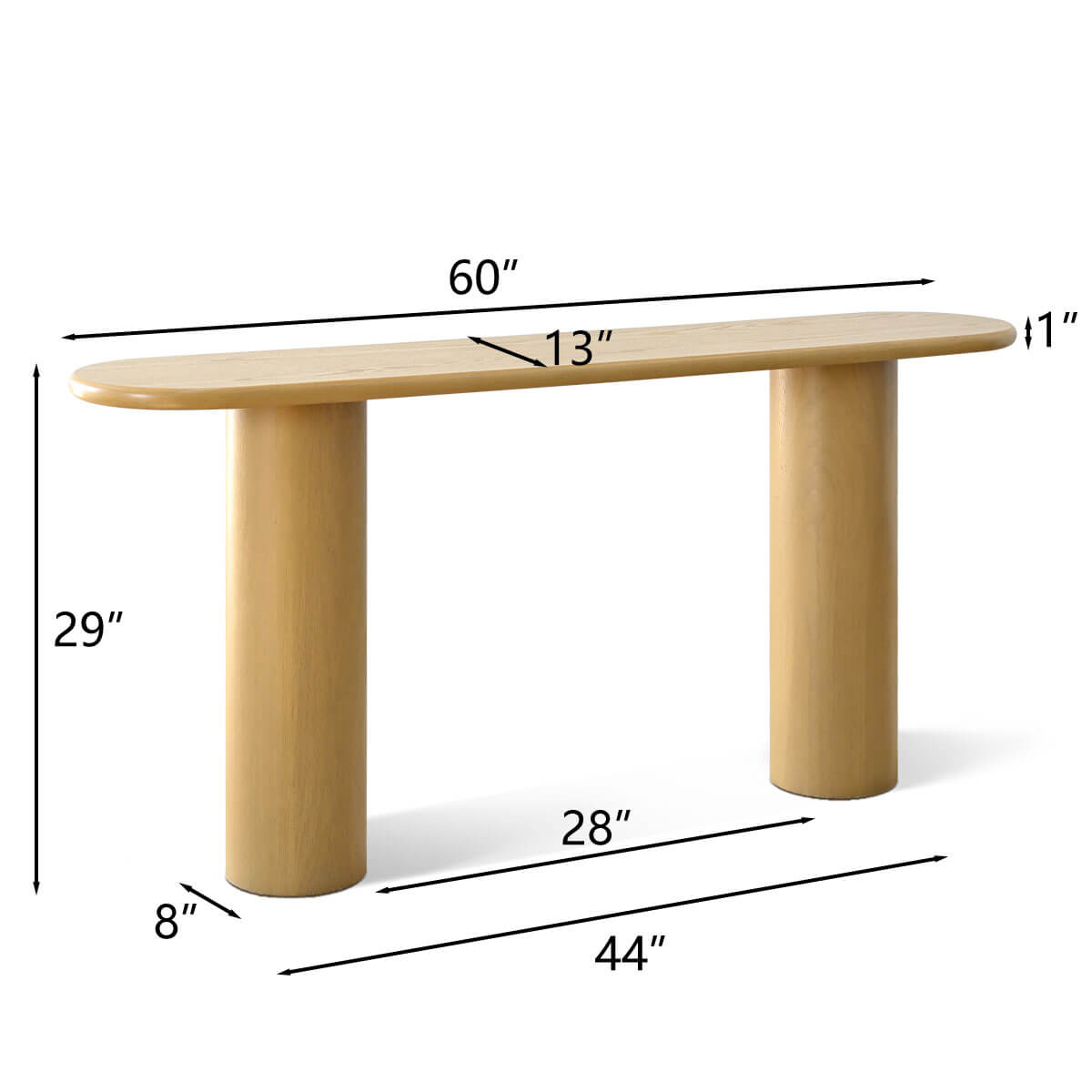 Baguette 60" Modern Oval Solid Wood Console Table