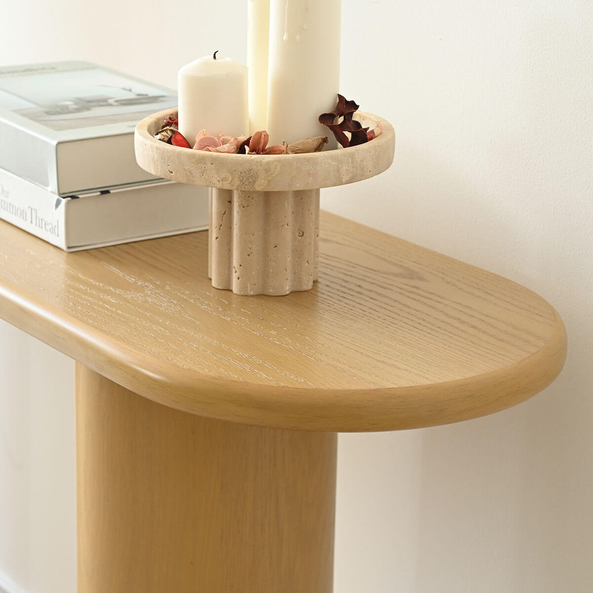 Baguette 60" Modern Oval Solid Wood Console Table